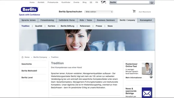 Screenshot von berlitz.de
